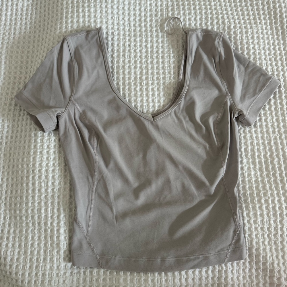lululemon athletica Women's Align Short Sleeve V-Neck Top in Light Taupe